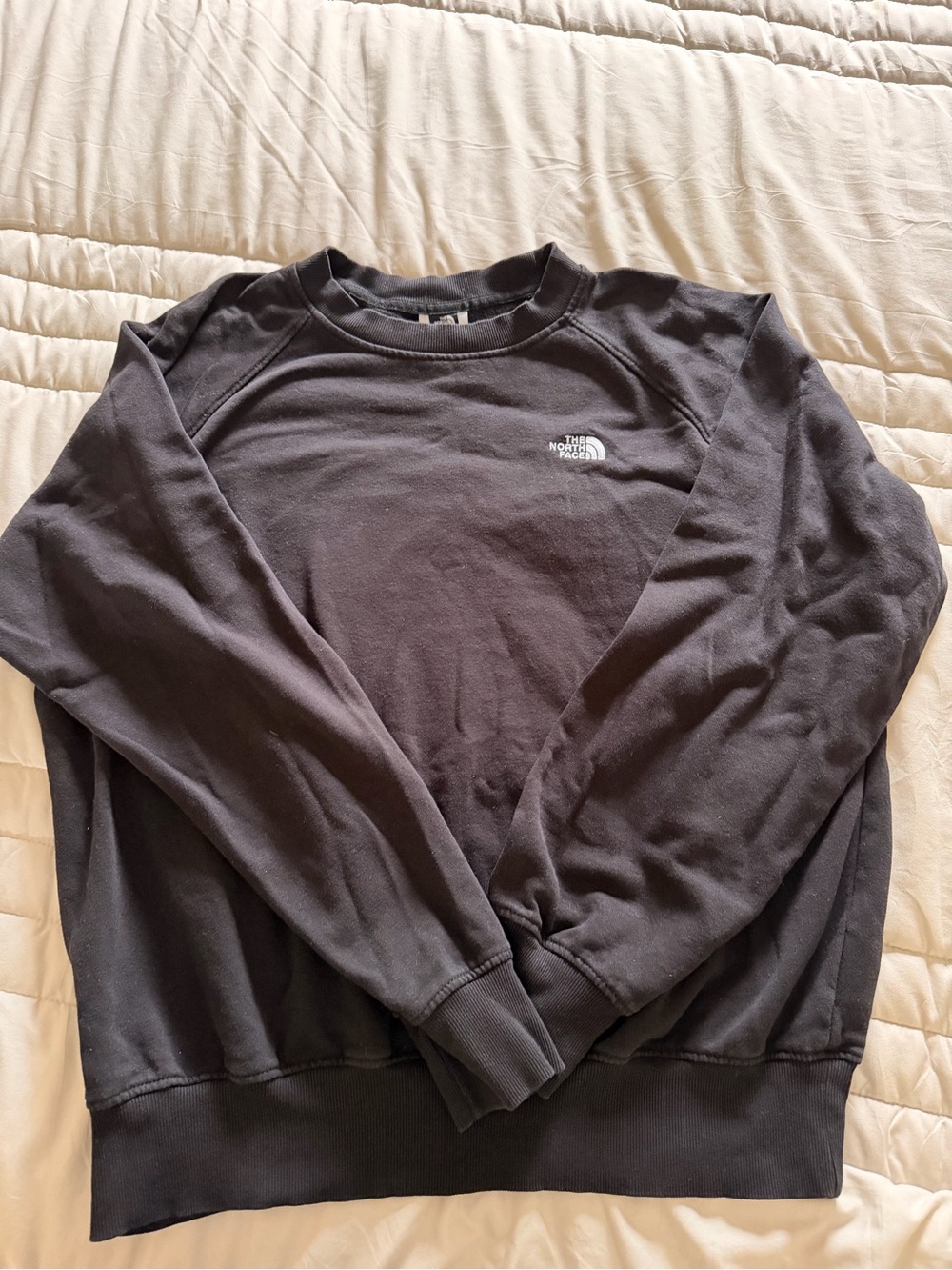 The North Face Men's Black Crewneck Sweatshirt with White Logo